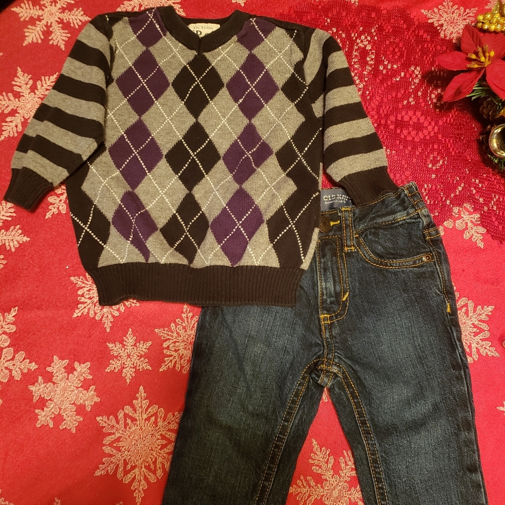 Boy's 12mo Jeans and Sweater Outfit